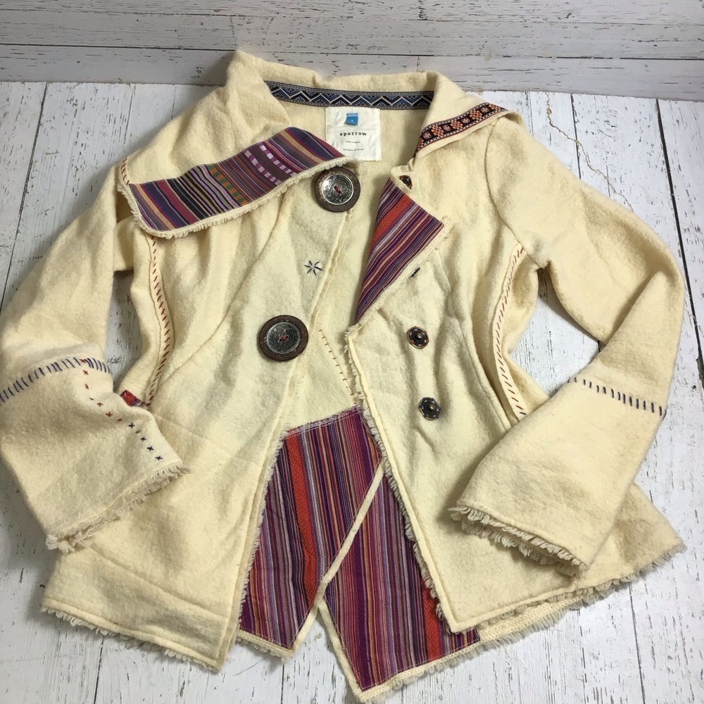 Sparrow Anthropologie 100% Merino Wool Jacket Size Small​​​​​